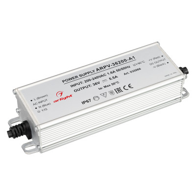 Блок питания ARPV-36200-A1 (36V, 5.55A, 200W) (Arlight, IP67 Металл, 3 года), 035966