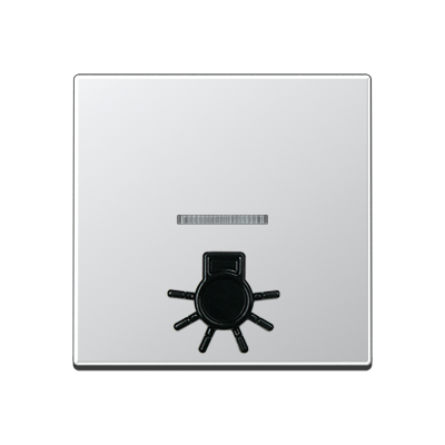 Клавиша с окошком для подсветки и рельефным символом "освещение"; алюминий, A590L1KOAL