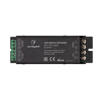 Декодер ARL-7022-DMX (12-24V, 1x25A, DMX512) (Arlight, IP20 Металл, 3 года), 027152