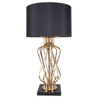 Arte Lamp FIRE, Светильник настольный интерьерный, цвет арматуры - ЗОЛОТО, цвет плафона/декора - ЧЕРНЫЙ, 1х60W E27, A4032LT-1GO