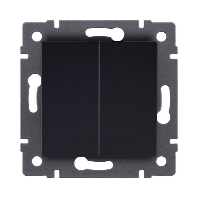 Выключатель 2-клавишный 10А/250В, черный Kollinger REA-S-007BK для Aspekt, Eleganz, Reflex