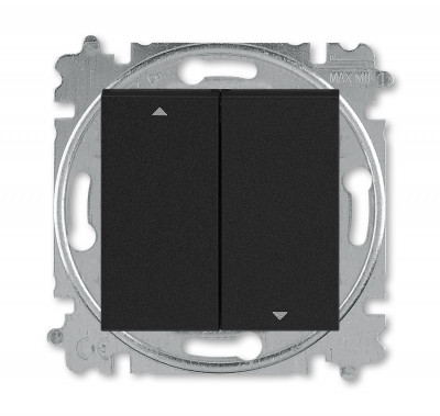 3559H-A89445 63W - Выключатель жалюзи двухклавишный ABB Levit с фиксацией клавиш антрацит / дымчатый чёрный - 2CHH598945A6063