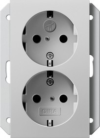 2731015 Gira Двойная розетка SCHUKO 16 A 250 В~ с затвором (shutter) и символом  для 1,5-местн. приборной коробки скрытого монтажа