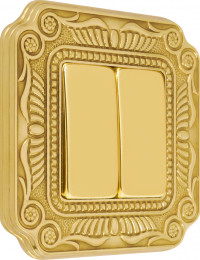 Fede Выключатель 2-клавишный, цвет Bright Gold, серия Toscana Firenze