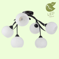 LUSSOLE BAGHERIA Люстра потолочная, цвет основания - коричневый, плафон - стекло (цвет - белый), 6x6W E14, GRLSF-6283-06