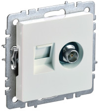 BRITE Роз. двойная TV+RJ45 кат.5E РТВ/РК12-БрЖ жемч. IEK, BR-AK20-1-K36