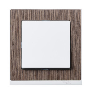Выключатель 1-клавишный, вставка - активный-белый, рамка - дуб/активный-белый, серия M-Pure