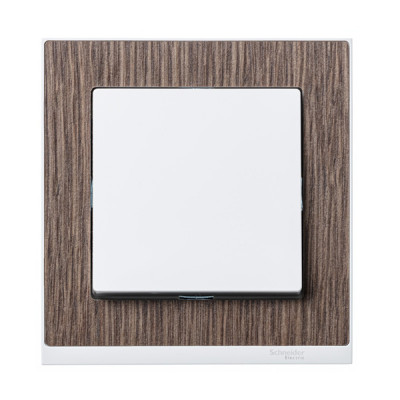 Выключатель 1-клавишный, вставка - активный-белый, рамка - дуб/активный-белый, серия M-Pure