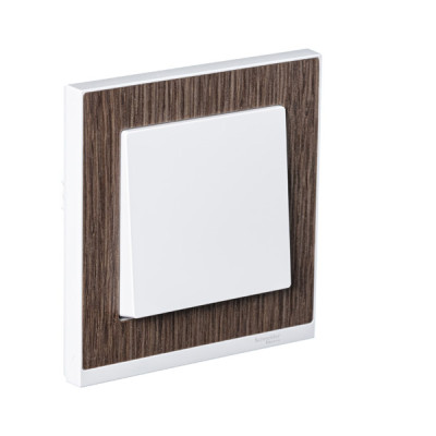 Выключатель 1-клавишный, вставка - активный-белый, рамка - дуб/активный-белый, серия M-Pure