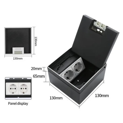 Люк напольный на 2 модуля, металлический, h=85мм, крышка с углублением (П-образн.) 17 мм, TIMIUX, нержавеющая сталь, EU2H85UP ST