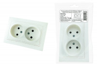 Розетка двойная 2П 10А 250В белая "Таймыр" (пром. упак., бакелит. основание) TDM Electric, SQ1814-0513
