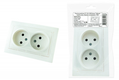 Розетка двойная 2П 10А 250В белая "Таймыр" (пром. упак., бакелит. основание) TDM Electric, SQ1814-0513