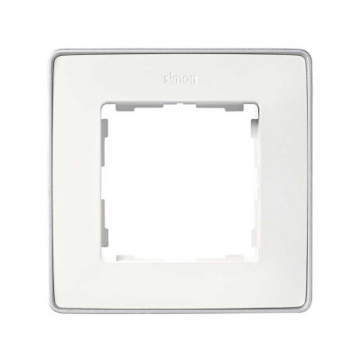 Simon S82Detail Рамка 1-ная, белая, основание алюминий, 8201610-243