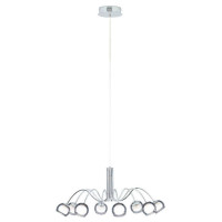 39149 Светодиодный подвес MALAGON, 8х3,3W(LED), ?800, H1500, сталь, хром/стекло, черный-прозрачный,