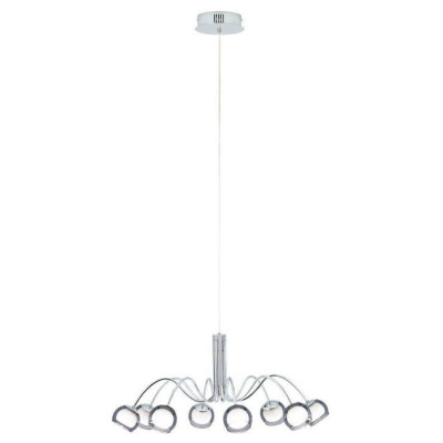 39149 Светодиодный подвес MALAGON, 8х3,3W(LED), ?800, H1500, сталь, хром/стекло, черный-прозрачный,