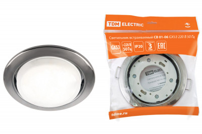 Светильник встраиваемый СВ 01-06 GX53 220 В 50 Гц чёрный хром TDM Electric, SQ0359-0061