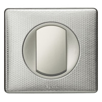 Legrand Выключатель 1-клавишный, вставка - титан,  металлик - Сильвер пунктум, серия Celiane