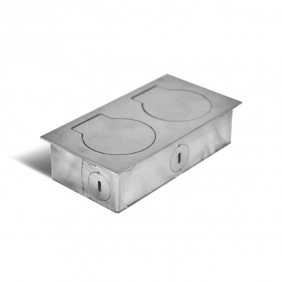 Металлический Люк в пол на 2 розетки, Нержавеющая сталь