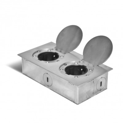 Металлический Люк в пол на 2 розетки, Нержавеющая сталь