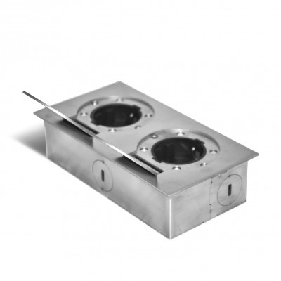 Металлический Люк в пол на 2 розетки, Нержавеющая сталь
