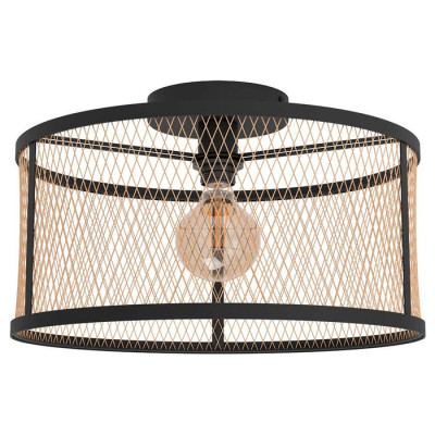 43603 Потолочный светильник DELLOW, 1Х40W, E27, H270, ?450, сталь//латунь, черный//