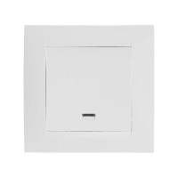 Simon Simon15 Выключатель 1-клав. с подсветкой 16А 250В~, винт. зажим, белый, 1591104-030