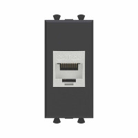 DKC Компьютерная розетка RJ-45 без шторки модульная, кат.6А экранированная, "Avanti", "Черный матовый", 1 модуль