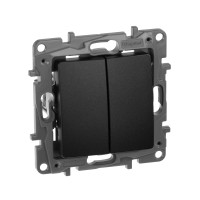 Legrand Переключатель двухклавишный - Legrand Etika - 10A 250В безвинтовые зажимы - антрацит, 672612