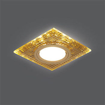 Светильник Gauss Backlight BL077 Квадрат. Золото/Кристалл/Золото, Gu5.3, LED 2700K 1/40, BL077