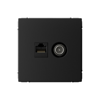 GAL001089 - ARTGALLERY РОЗЕТКА двойная ТВ + компьютерная RJ45, кат. 5Е, КАРБОН, Systeme Electric