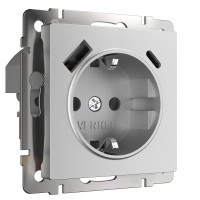 Werkel W1171765/ Розетка с заземлением, шторками и USB тип A+C  (серебряный матовый), a063618