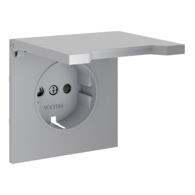 Накладка для розетки с заземлением, защитными шторками и крышкой, S70 (серый), VLS000816