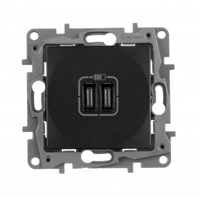 Legrand Зарядное устройство USB тип С / тип С - Legrand Etika - 3000мА 15Вт - антрацит, 672635
