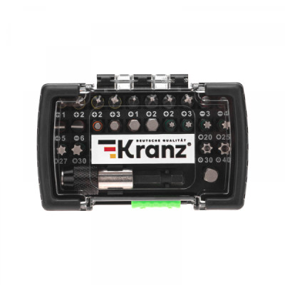 Набор бит с магнитным держателем, пластиковый кейс, 32 шт KRANZ, KR-92-0464