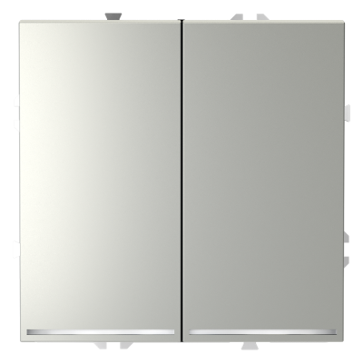 Проходной переключатель встраиваемый VOLTUM S70 двухклавишный с подсветкой 10А, (сталь), VLS020405