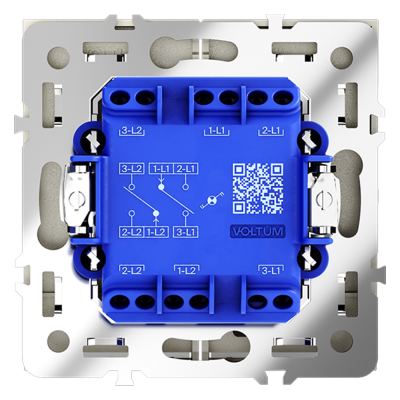 Проходной переключатель встраиваемый VOLTUM S70 двухклавишный с подсветкой 10А, (сталь), VLS020405