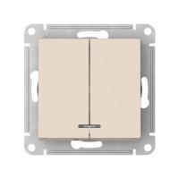 ATN000253S - ATLASDESIGN 2-клавишный ВЫКЛЮЧАТЕЛЬ с подсветкой, сх.5а, 10АХ, мех., быстрозажим. клем., БЕЖЕВЫЙ, Systeme Electric