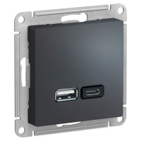 IRIDIUM Розетка USB с двумя разъемами типа A+С. Цвет графит, M0504