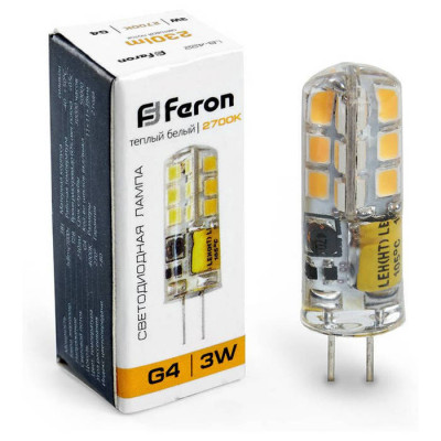 Лампа светодиодная, (3W) 12V G4 2700K JC, LB-422, Feron 25531