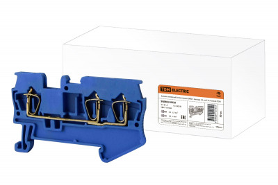 Зажим клеммный безвинтовой (ЗКБ) 3 вывода 2,5 мм2 31А синий TDM Electric, SQ0822-0025