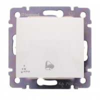 Legrand Выключатель кнопочный одноклавишный с символом звонка IP44 - Legrand Valena - 10А 250В схема 1P безвинтовые зажимы - белый, 770099