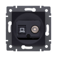 Розетка двойная TV (мама) + RJ45 Cat.6, черный Kollinger REA-021BK для Aspekt, Eleganz, Reflex