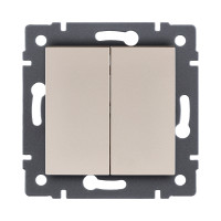 Выключатель 2-клавишный 10А/250В, золотой Kollinger REA-S-007GD для Aspekt, Eleganz, Reflex Выключатель 2-клавишный 10А/250В, золотой Kollinger REA-S-007GD для Aspekt, Eleganz, Reflex