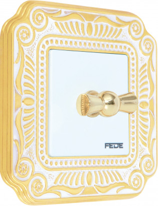Fede Выключатель 1-клавишный, тумблерный, цвет белый - Gold White Patina, серия Toscana Firenze