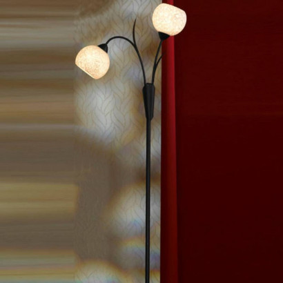 LUSSOLE BAGHERIA Торшер, цвет основания - коричневый, плафон - стекло (цвет - белый), 2x40W E14, LSF-6295-02