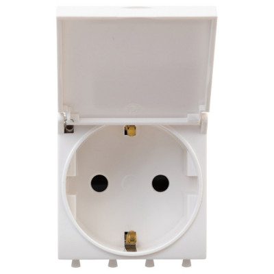 4400012 - ДКС Розетка с крышкой модульная, 2P+E, с з/ш, "Avanti", "Белое облако", 2 модуля