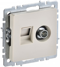 BRITE Роз. двойная TV+RJ45 кат.5E РТВ/РК12-БрКр беж. IEK, BR-AK20-1-K10