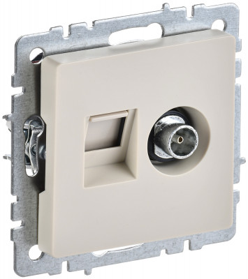 BRITE Роз. двойная TV+RJ45 кат.5E РТВ/РК12-БрКр беж. IEK, BR-AK20-1-K10