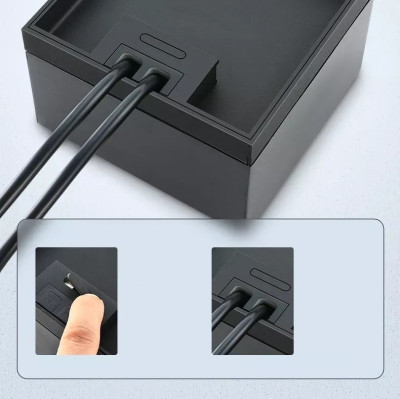 Люк напольный на 2 модуля, металлический, h=85мм, крышка с углублением (П-образн.) 17 мм, TIMIUX, черный, EU2H85UP BL