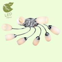 LUSSOLE JONESBORO Люстра потолочная, цвет основания - хром, плафон - стекло (цвет - белый), 8x6W E14, GRLSP-0134